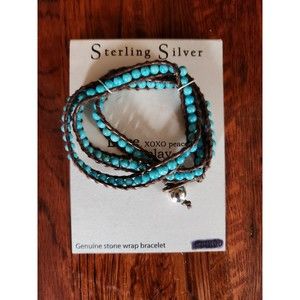 Sterling Silver Beaded Wrap Bracelet Genuine Stone